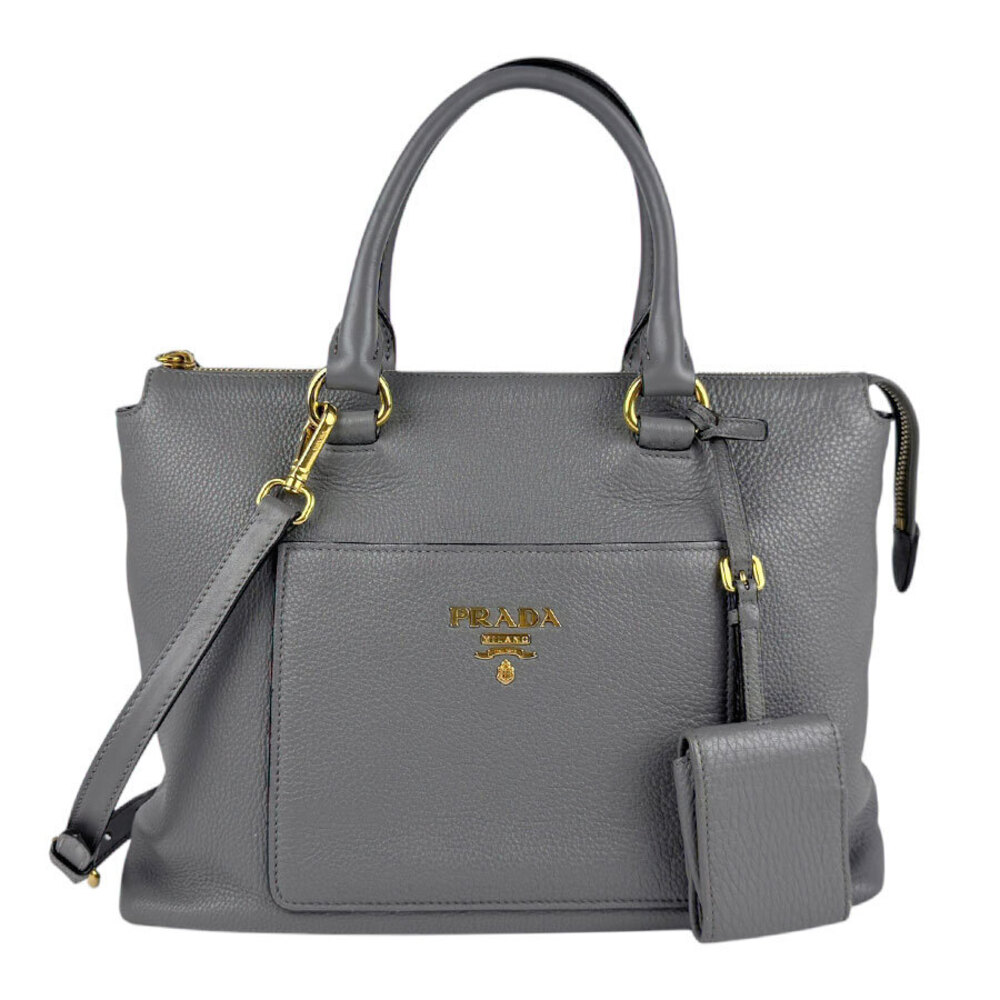 Prada Vitello Daino satchel Marmo Gray pebbled calfskin leather
